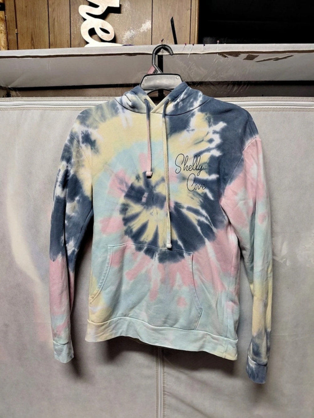Shelly Cove Cotton Candy Tie Dye Turtle Adult Hoodie in Blue & Pink